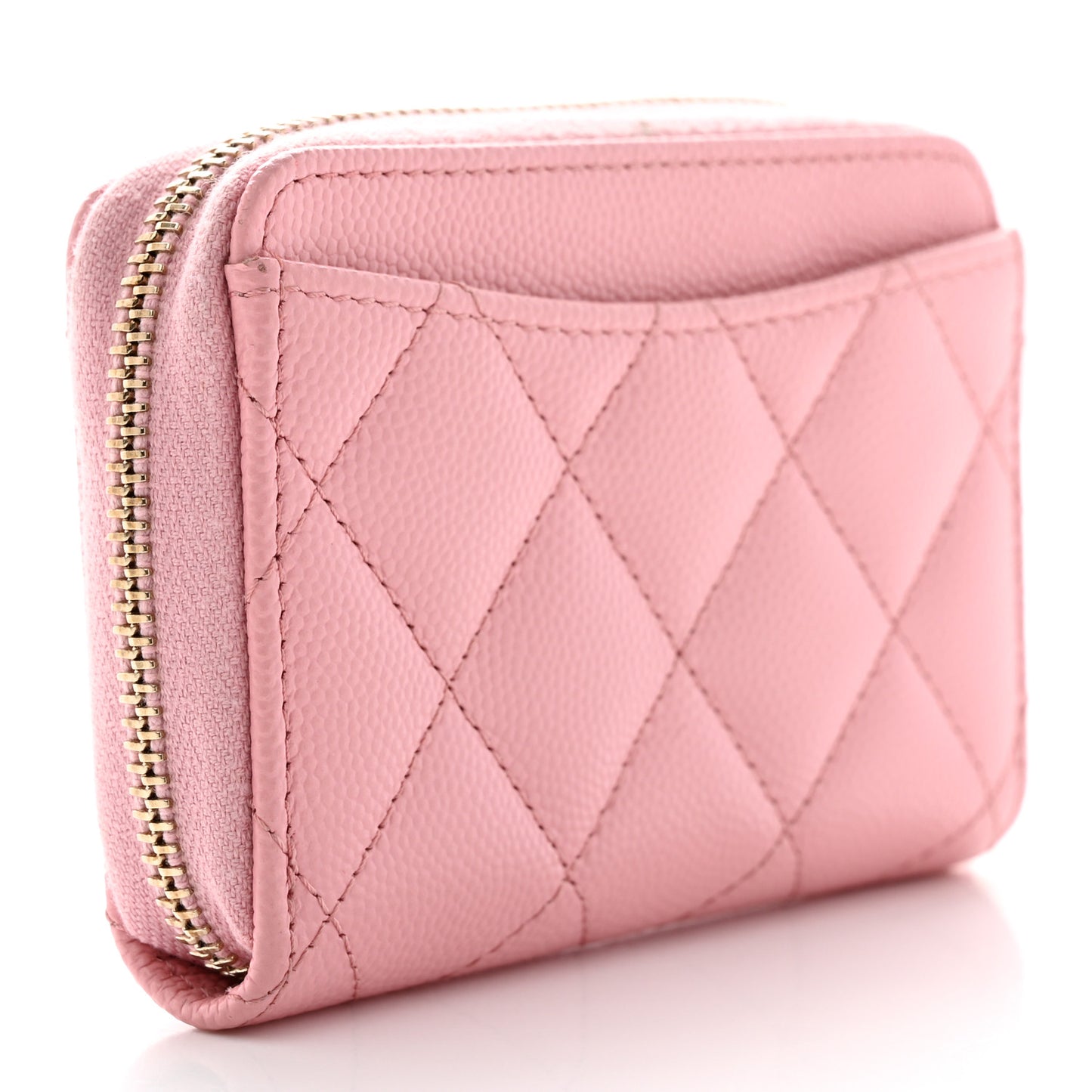 Caviar Quilted Zip Coin Purse Pink
