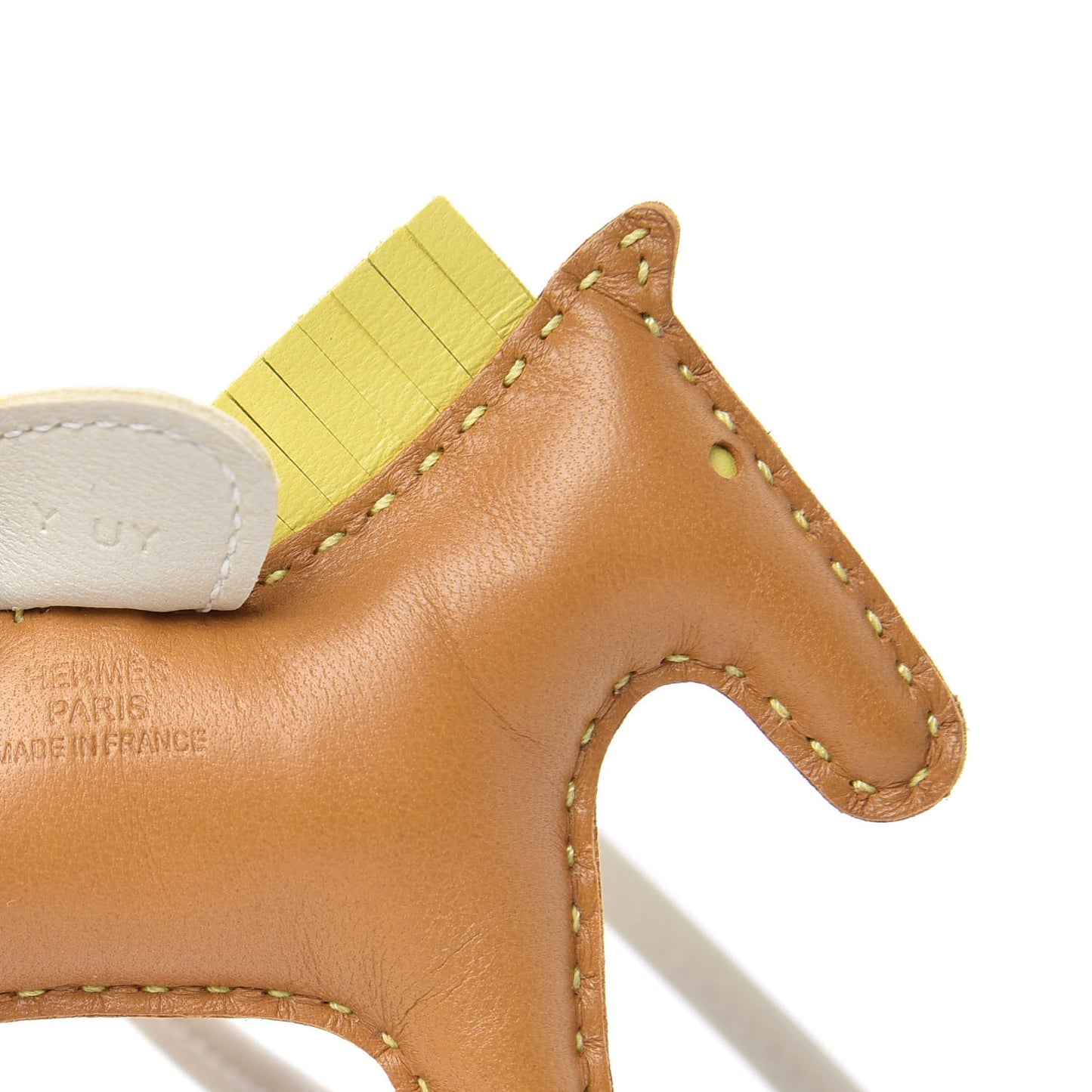Milo Lambskin Grigri Rodeo Horse Bag Charm PM Sesame Lime Craie
