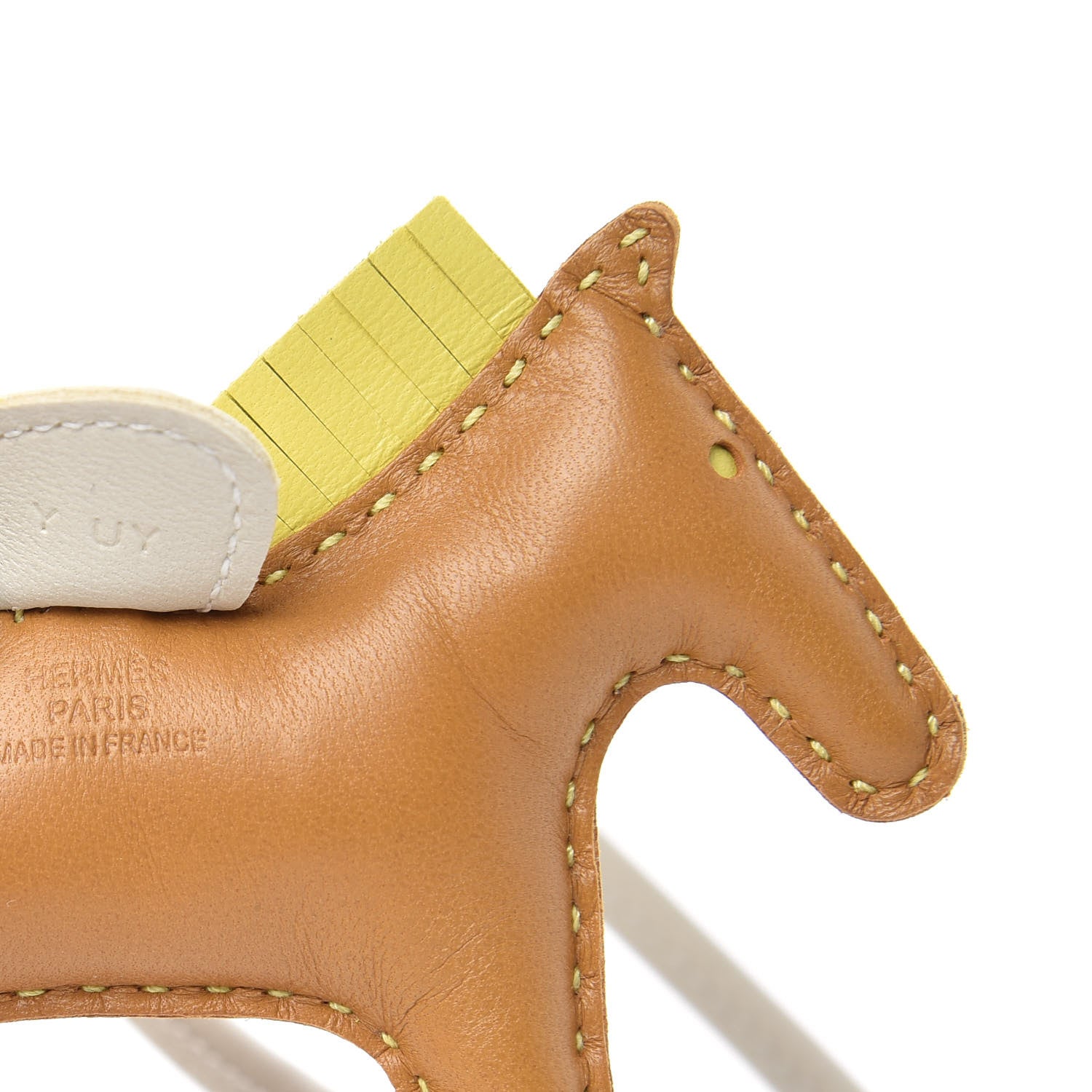 Hermes Milo Lambskin Grigri Rodeo Horse Bag Charm PM Sesame Lime Craie 3 of 4