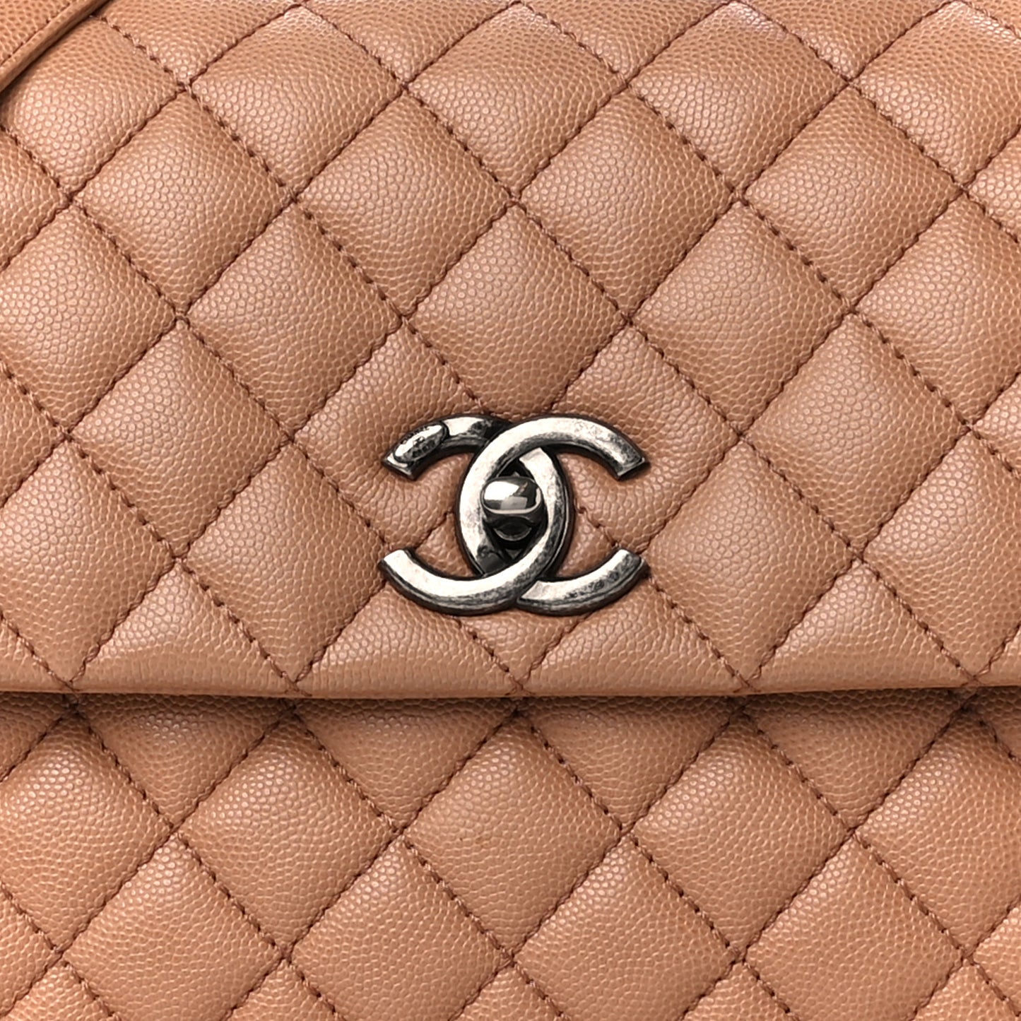 Caviar Quilted Medium Coco Handle Flap Light Beige