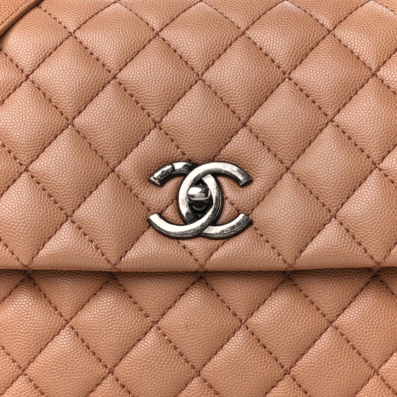 Chanel Caviar Quilted Medium Coco Handle Flap Light Beige 9 of 11
