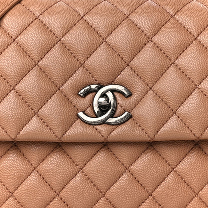 Chanel Caviar Quilted Medium Coco Handle Flap Light Beige 9 of 11