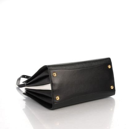Prada Saffiano Calfskin Bibliothèque Top Handle Nero Black Bianco 4 of 7