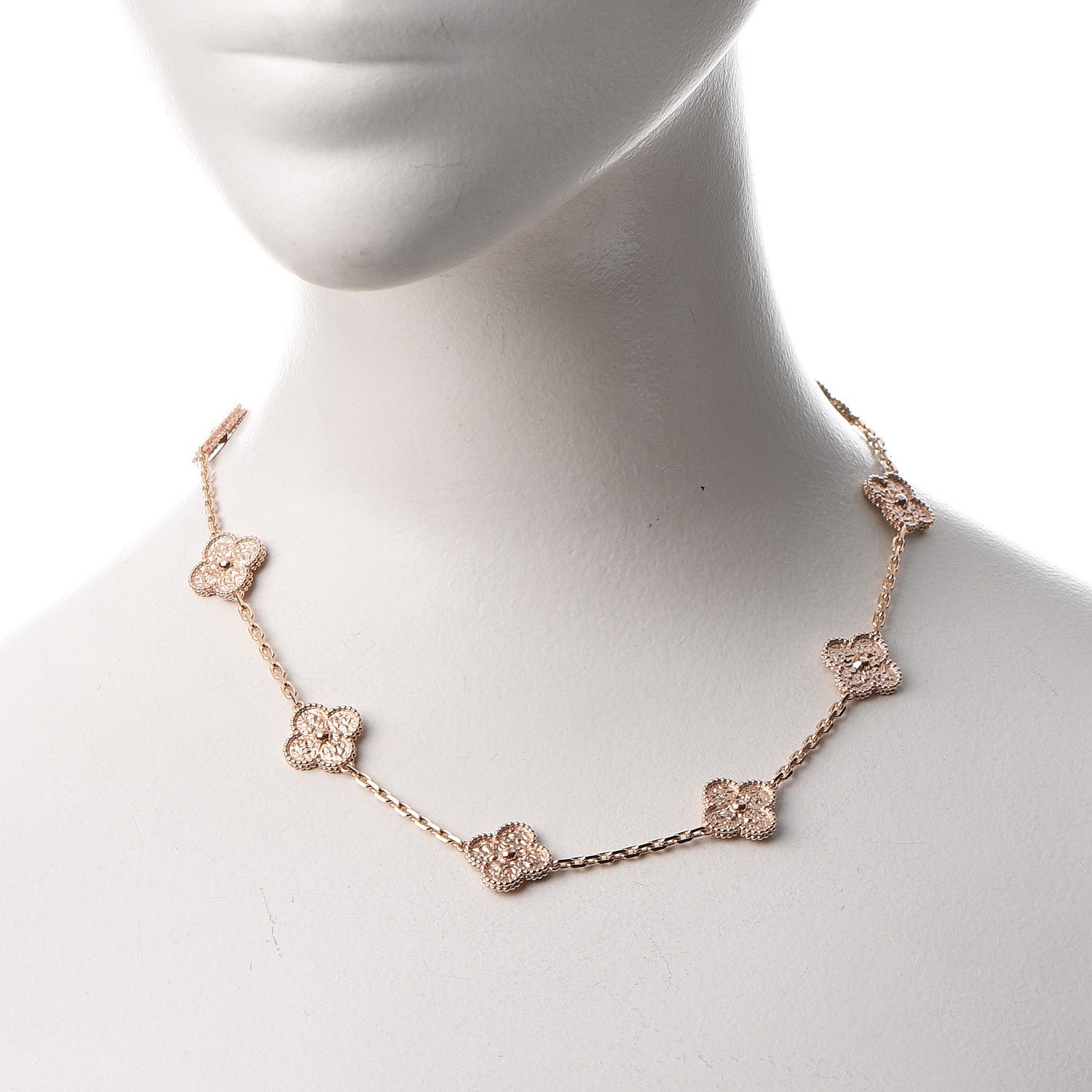Van Cleef & Arpels 18K Rose Gold 10 Motifs Vintage Alhambra Necklace 2 of 7