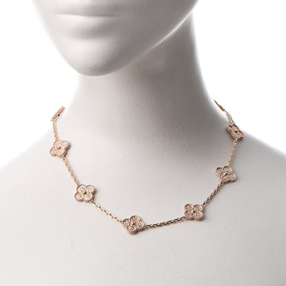 Van Cleef & Arpels 18K Rose Gold 10 Motifs Vintage Alhambra Necklace 2 of 7