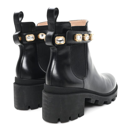 Gucci Calfskin Crystal GG Trip Chelsea Ankle Boots 41 Black 5 of 9