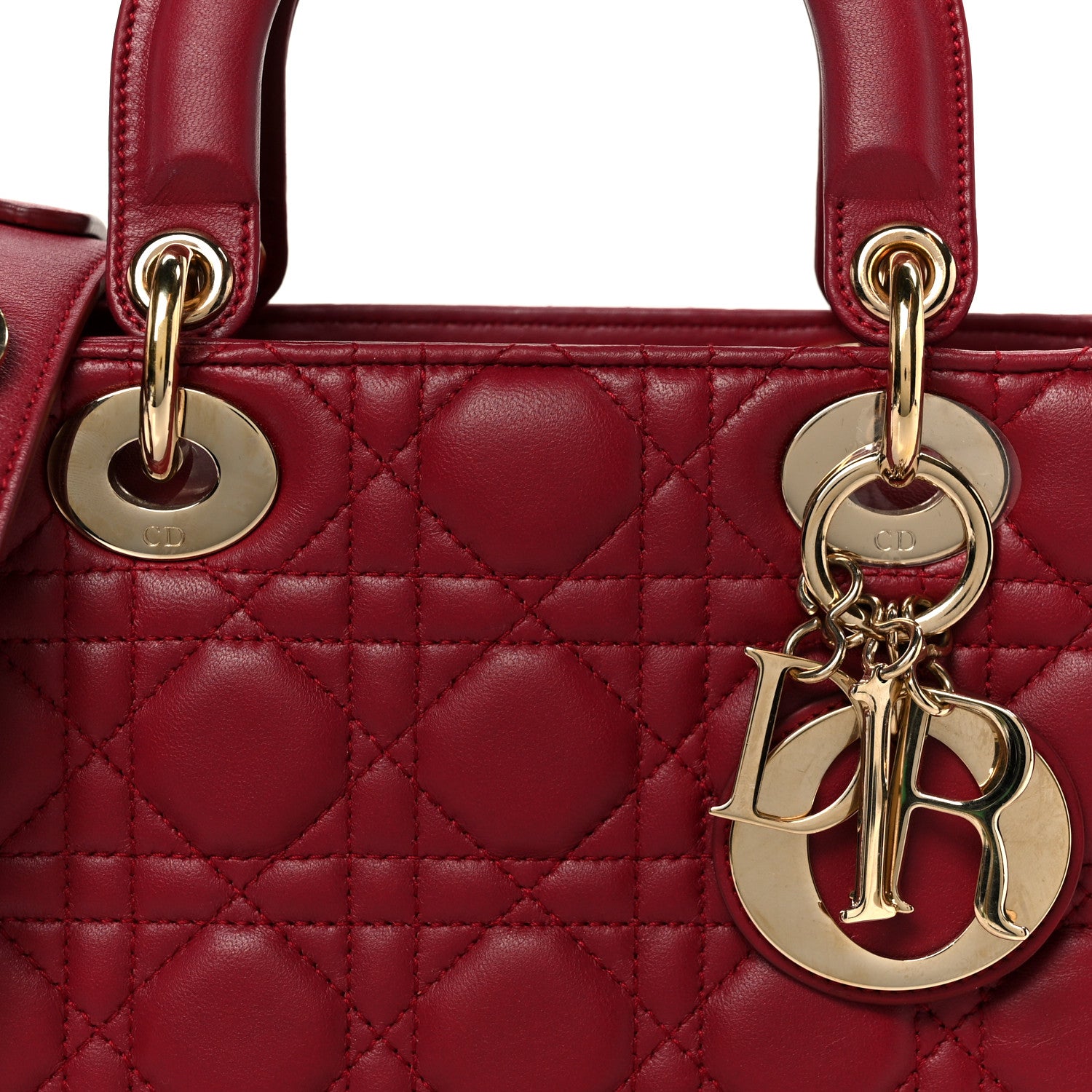 Christian Dior Lambskin Cannage Small Lucky Badges My Lady Dior Scarlet Red 7 of 9