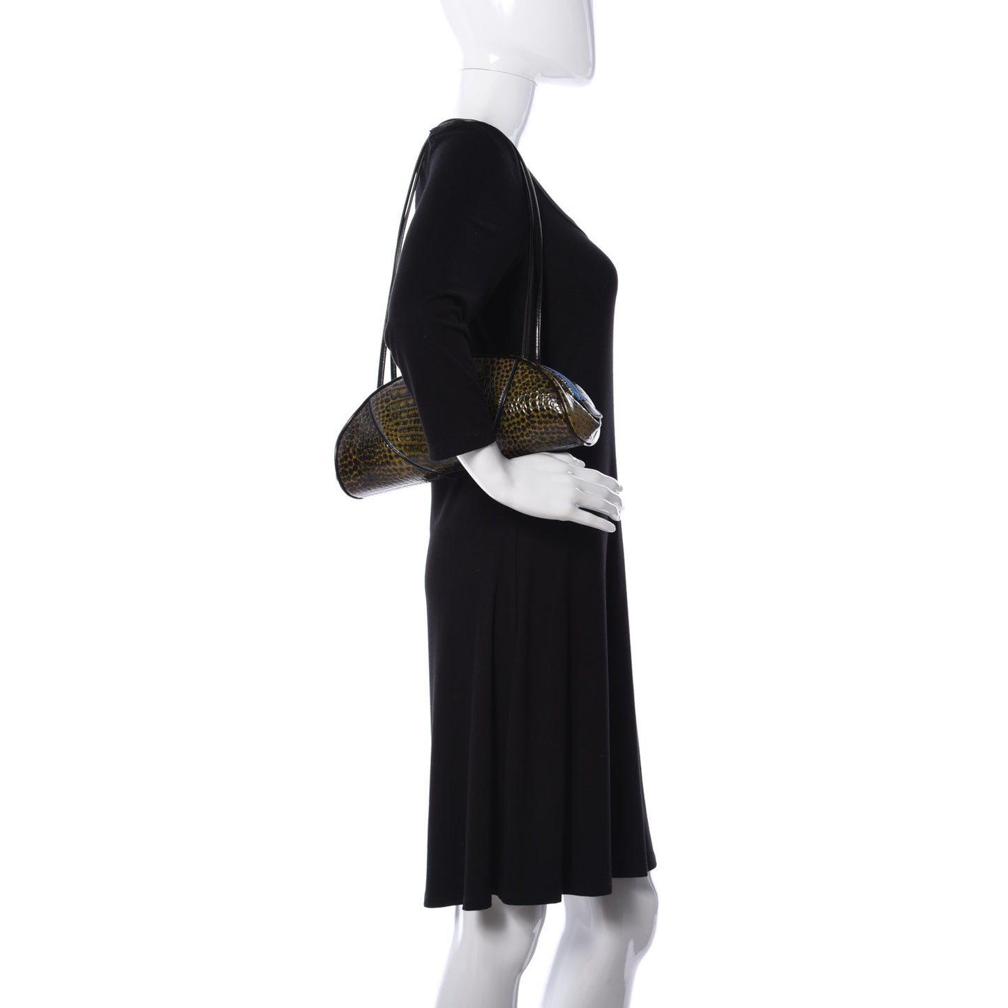 Patent Crocodile Embossed Baguette Multicolor