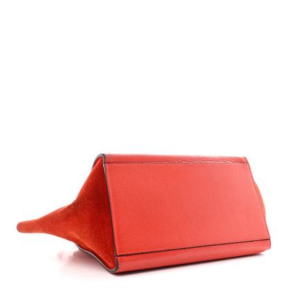 Celine Drummed Calfskin Small Trapeze Vermillion 4 of 11