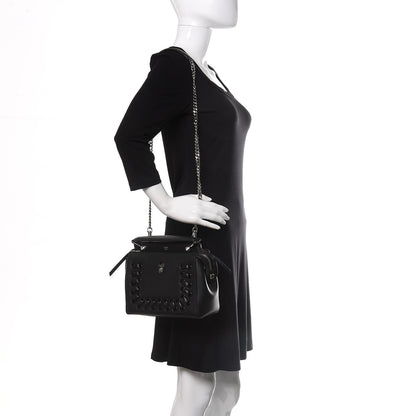 Fendi Vitello Baltico Dolce Nappa Lace Up Small Dotcom Click Chain Satchel Black 2 of 9