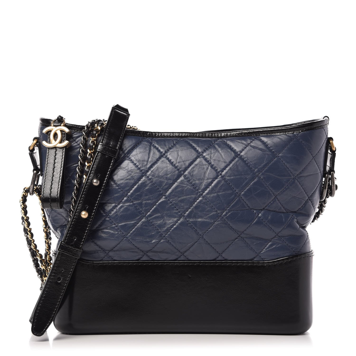 Chanel Aged Calfskin Quilted Medium Gabrielle Hobo Navy Black 1 of 9