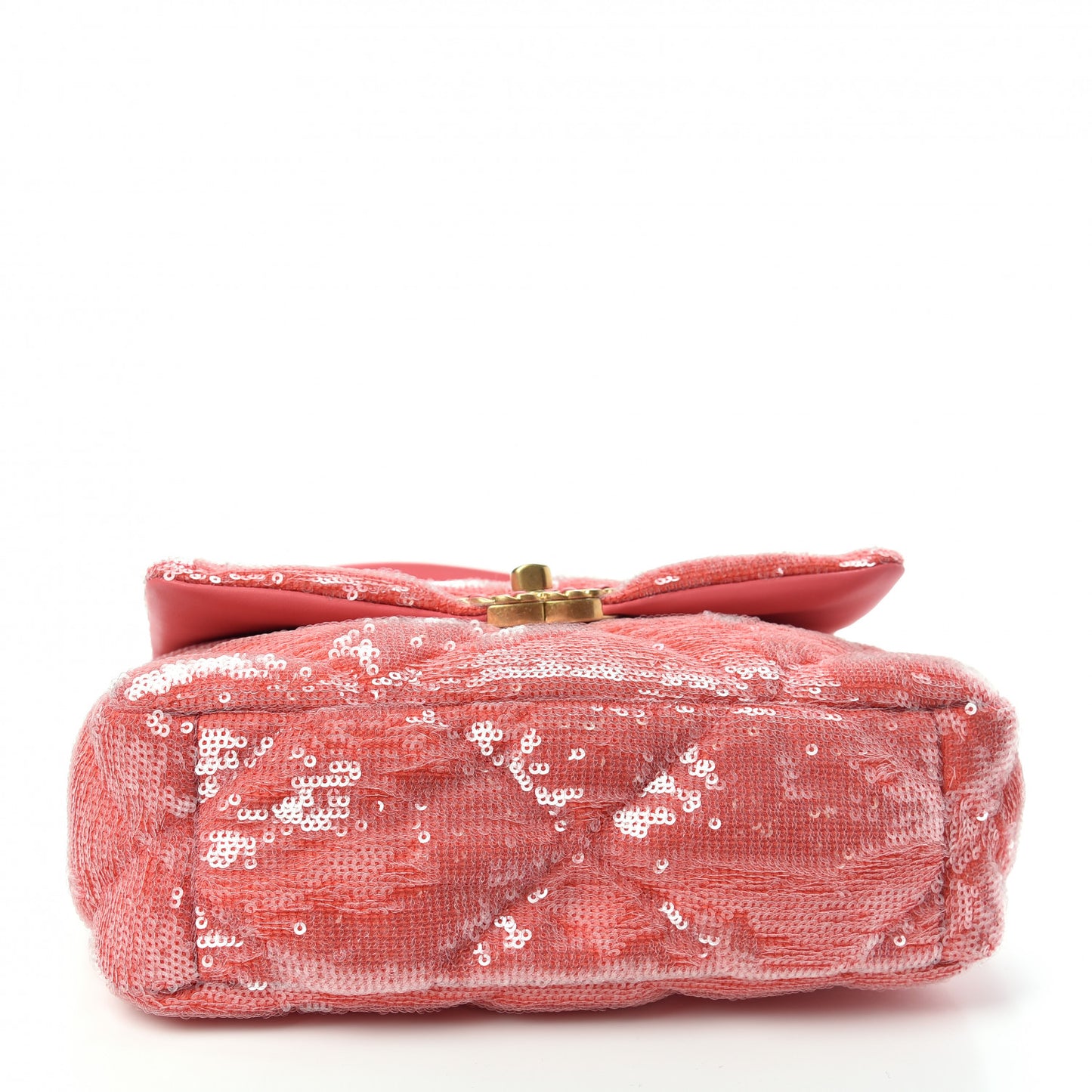 Sequin Quilted Medium Chanel 19 Flap Coral