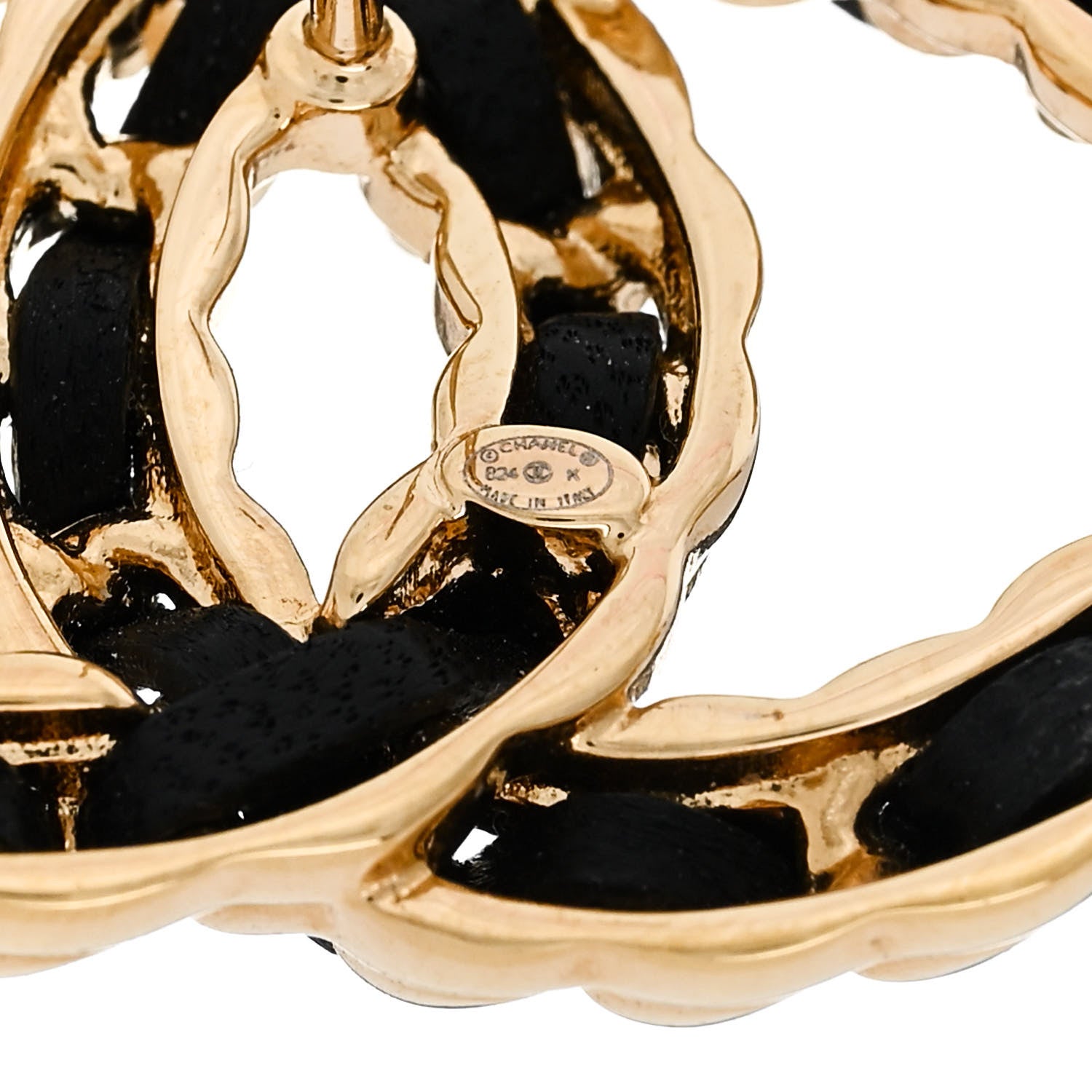 Chanel Lambskin CC Chain Earrings Black Gold 4 of 6