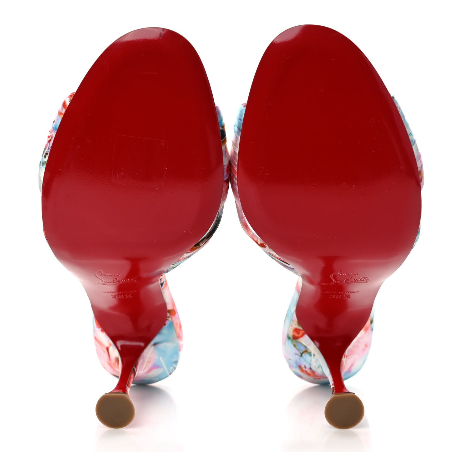 Crepe Satin Celebration Print Nicol Is Back 85 Slide Sandals 38.5 Multicolor