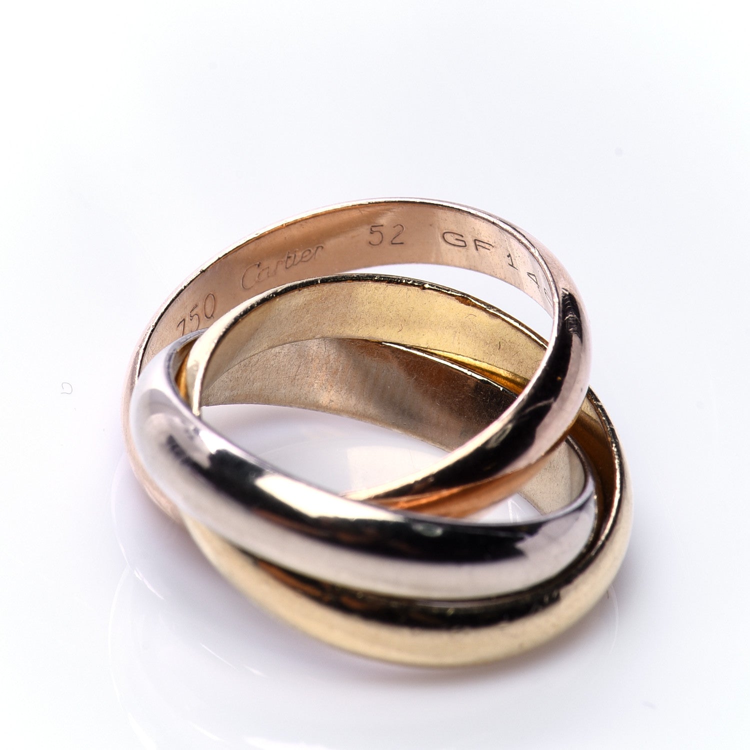 Cartier 18K Pink Yellow White Gold Trinity Ring 52 6 4 of 7