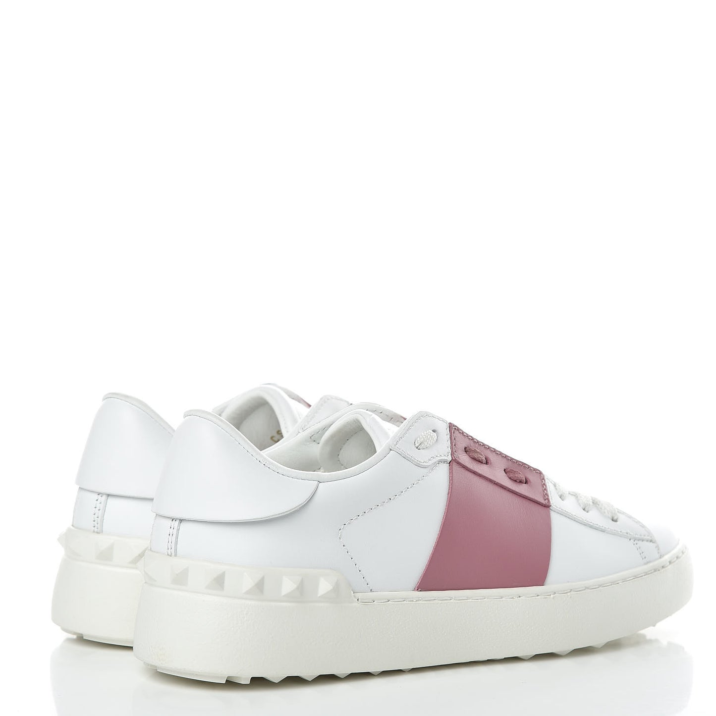 Calfskin Rockstud Open Sneakers 35.5 White Lipstick