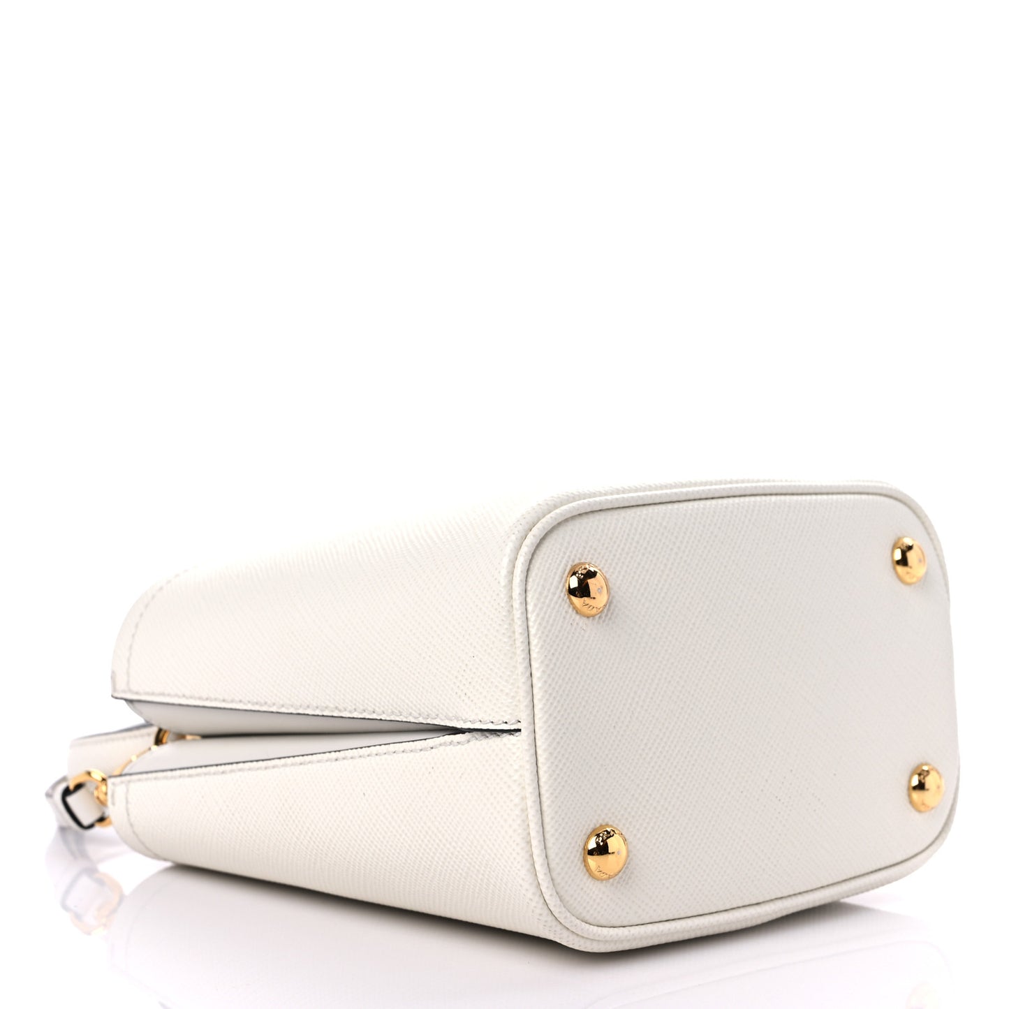 Saffiano Cuir Calfskin Small Panier Bucket Bag White Black