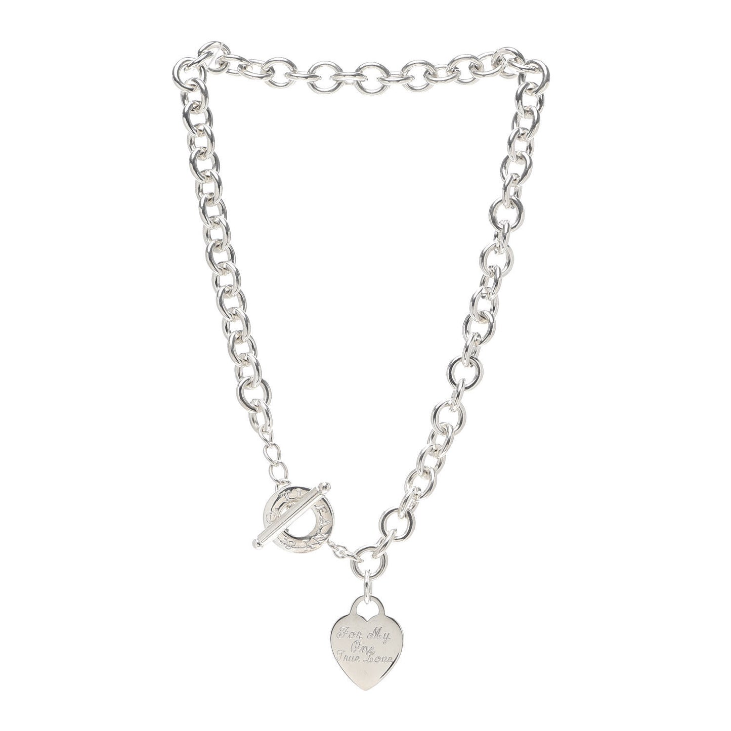Sterling Silver Heart Tag Toggle Necklace