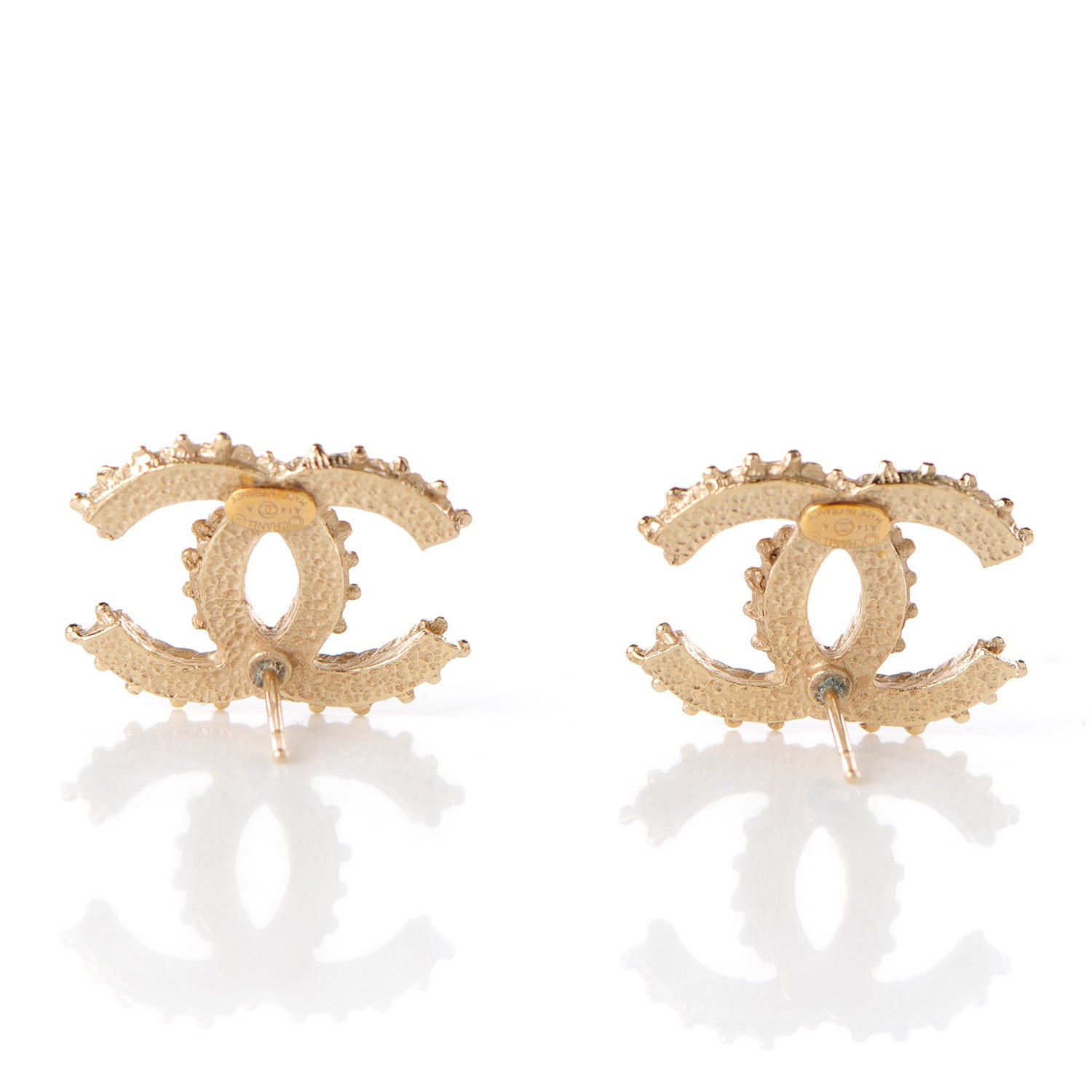 Chanel Enamel Poured Glass CC Earrings Gold 3 of 5