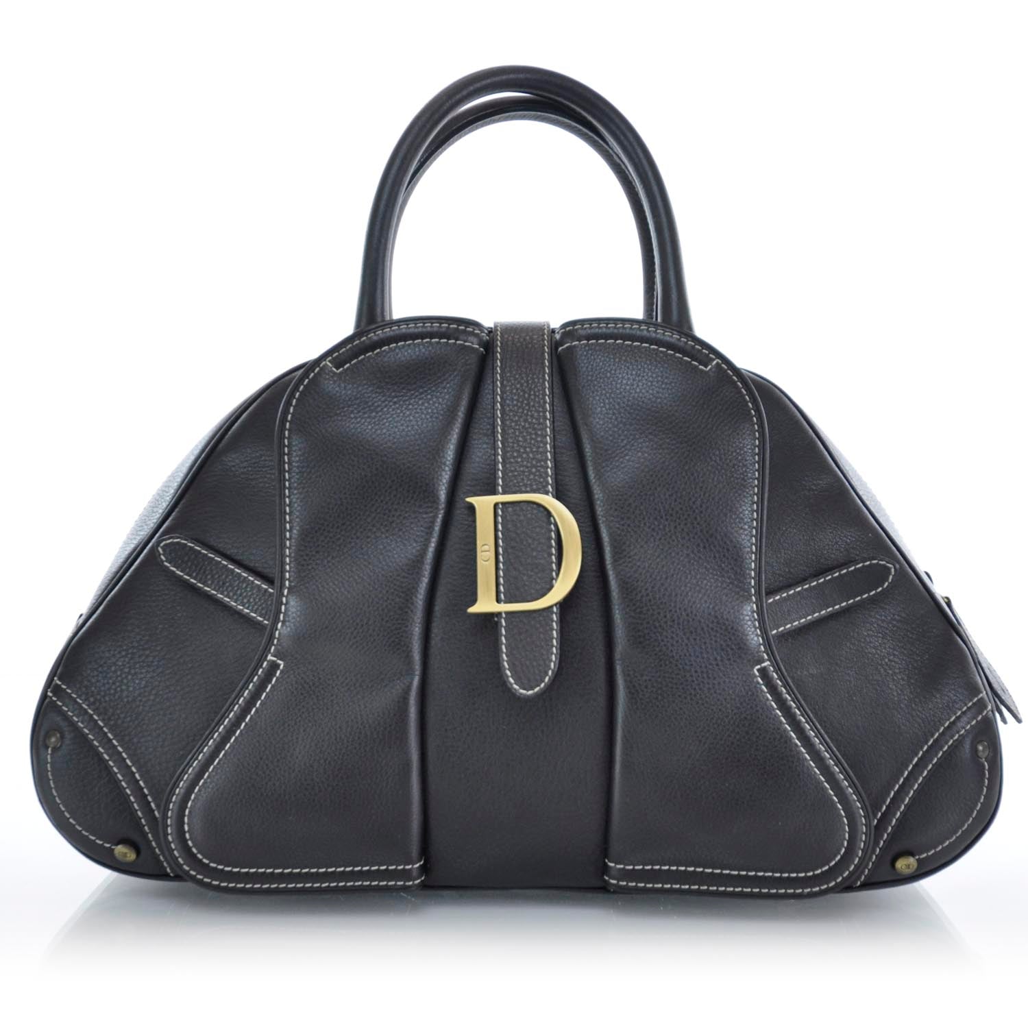 Christian Dior Leather Saddle Bowler Black 1 of 10