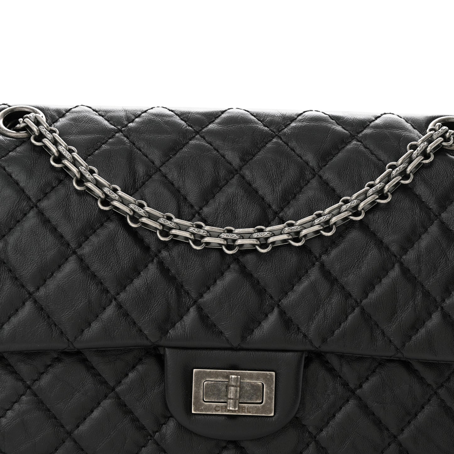 Aged Calfskin Quilted 2.55 Reissue 225 Flap Black