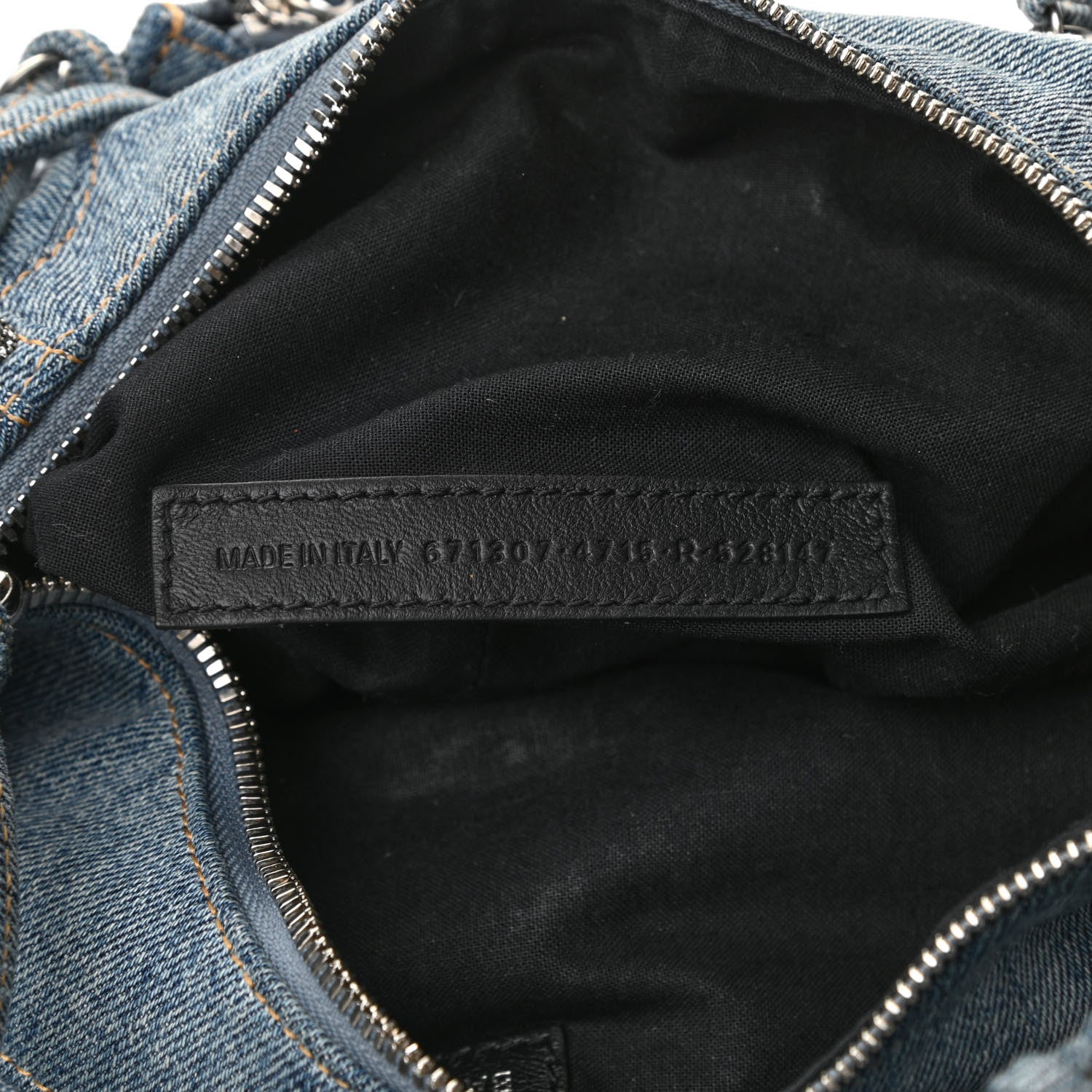 Balenciaga Washed Frayed Denim Crystal Small Le Cagole Shoulder Bag Blue 7 of 13
