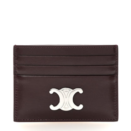Celine Shiny Calfskin Triomphe Card Holder Deep Burgundy 1 of 8