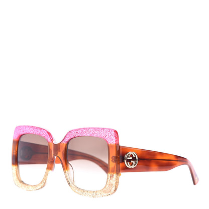 Gucci Square Frame GG0083S Sunglasses Glitter Pink Multi 1 of 8