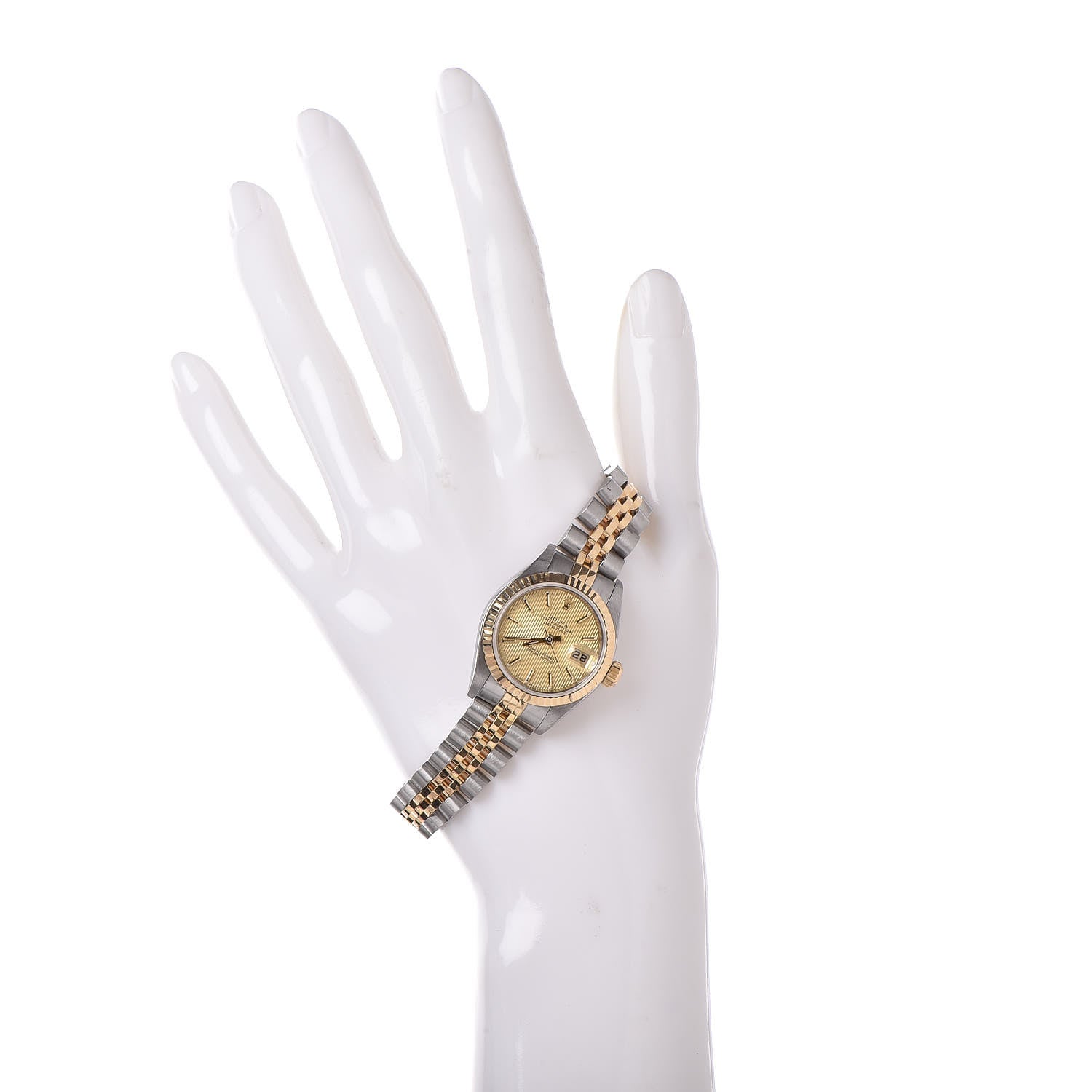 Rolex Stainless Steel 18K Yellow Gold 26mm Oyster Perpetual Datejust Watch Champagne Tapestry 79173 2 of 8