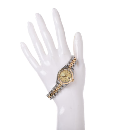 Rolex Stainless Steel 18K Yellow Gold 26mm Oyster Perpetual Datejust Watch Champagne Tapestry 79173 2 of 8