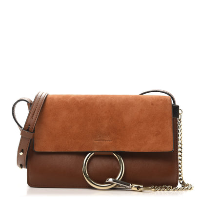 Chloe Suede Calfskin Small Faye Shoulder Bag Tobacco 1 of 14
