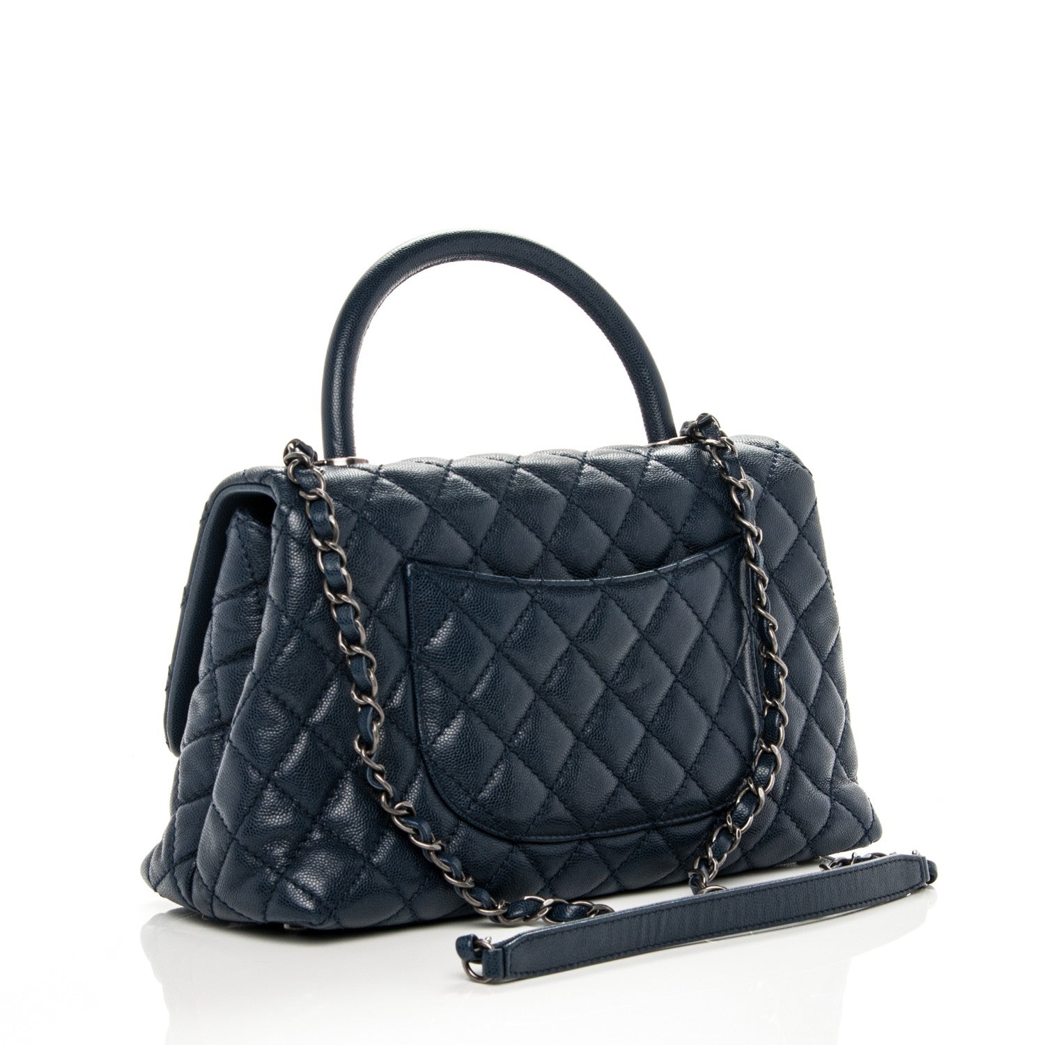 Chanel Caviar Quilted Small Coco Handle Flap Navy 3 of 8