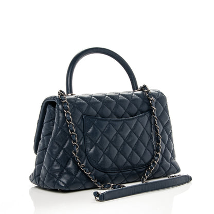 Chanel Caviar Quilted Small Coco Handle Flap Navy 3 of 8