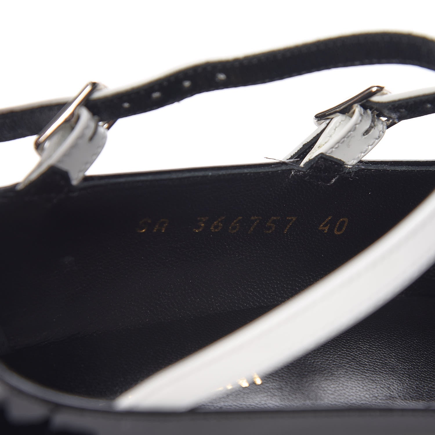Saint Laurent Vitello Vernice Kitten 50 Strap Pumps 40 Black White Optique 8 of 9