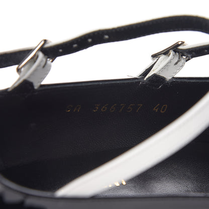 Saint Laurent Vitello Vernice Kitten 50 Strap Pumps 40 Black White Optique 8 of 9