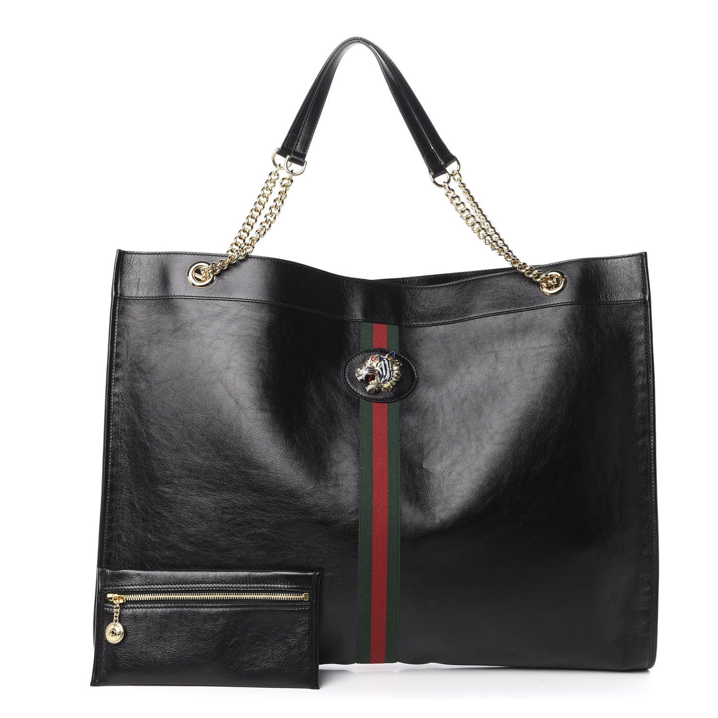 Calfskin Large Rajah Chain Tote Black