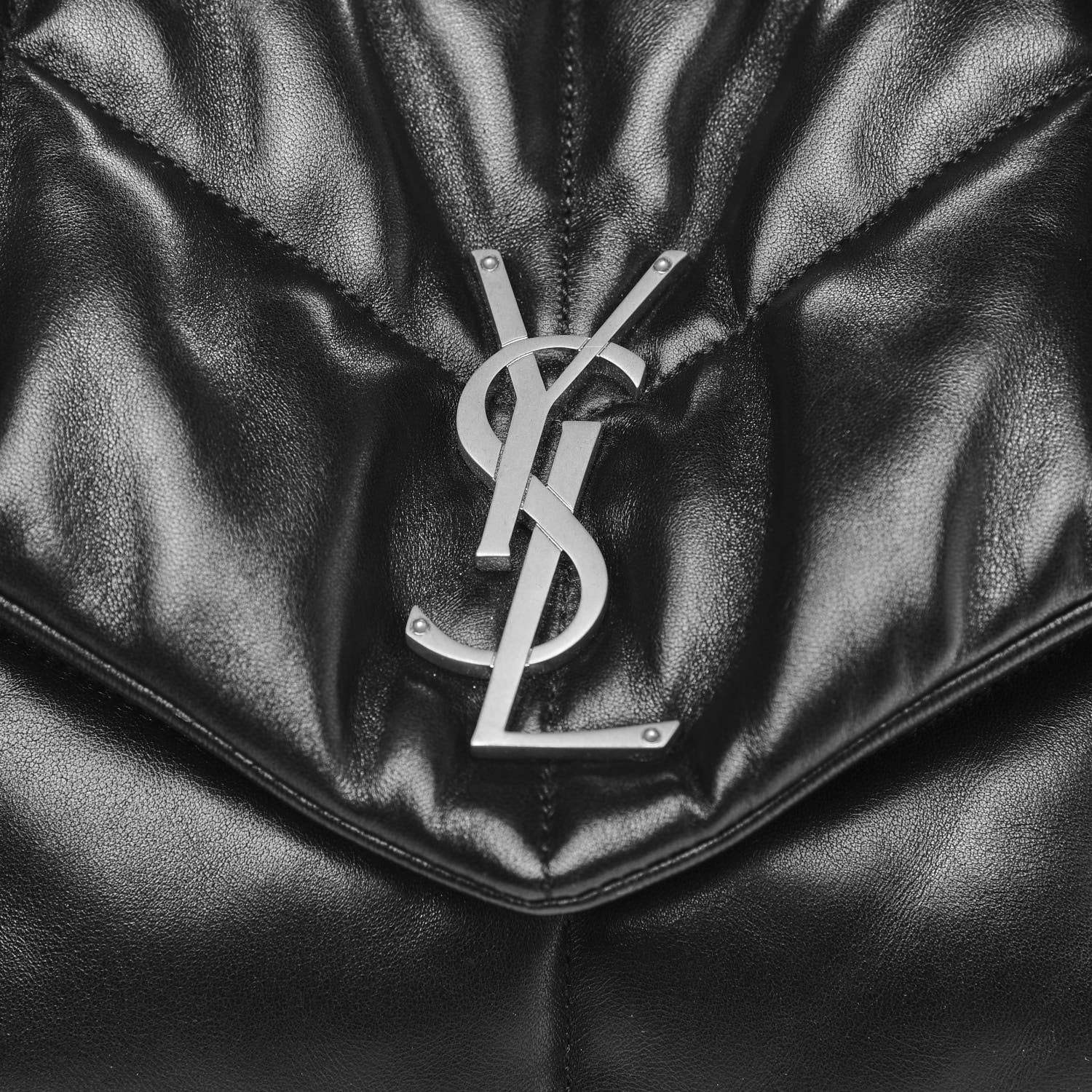 Saint Laurent Lambskin Quilted Medium Loulou Puffer Monogram Chain Satchel Black 11 of 11