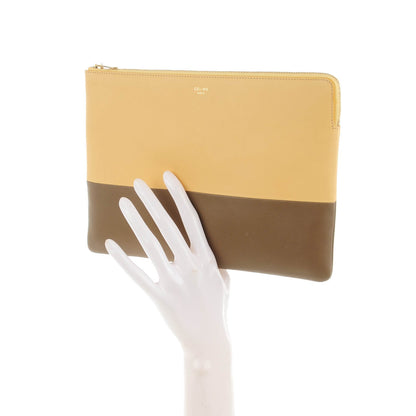 Celine Lambskin Bi-Color Solo Clutch Pouch Beige Butter 2 of 7