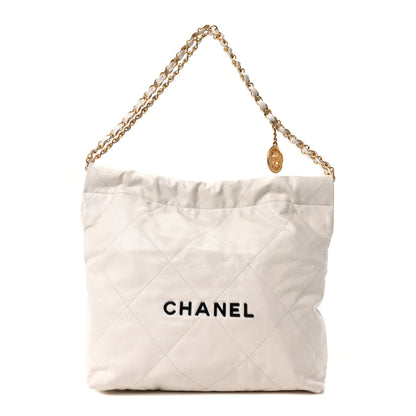 Chanel Shiny Calfskin Quilted Small Chanel 22 White Black 1 of 11