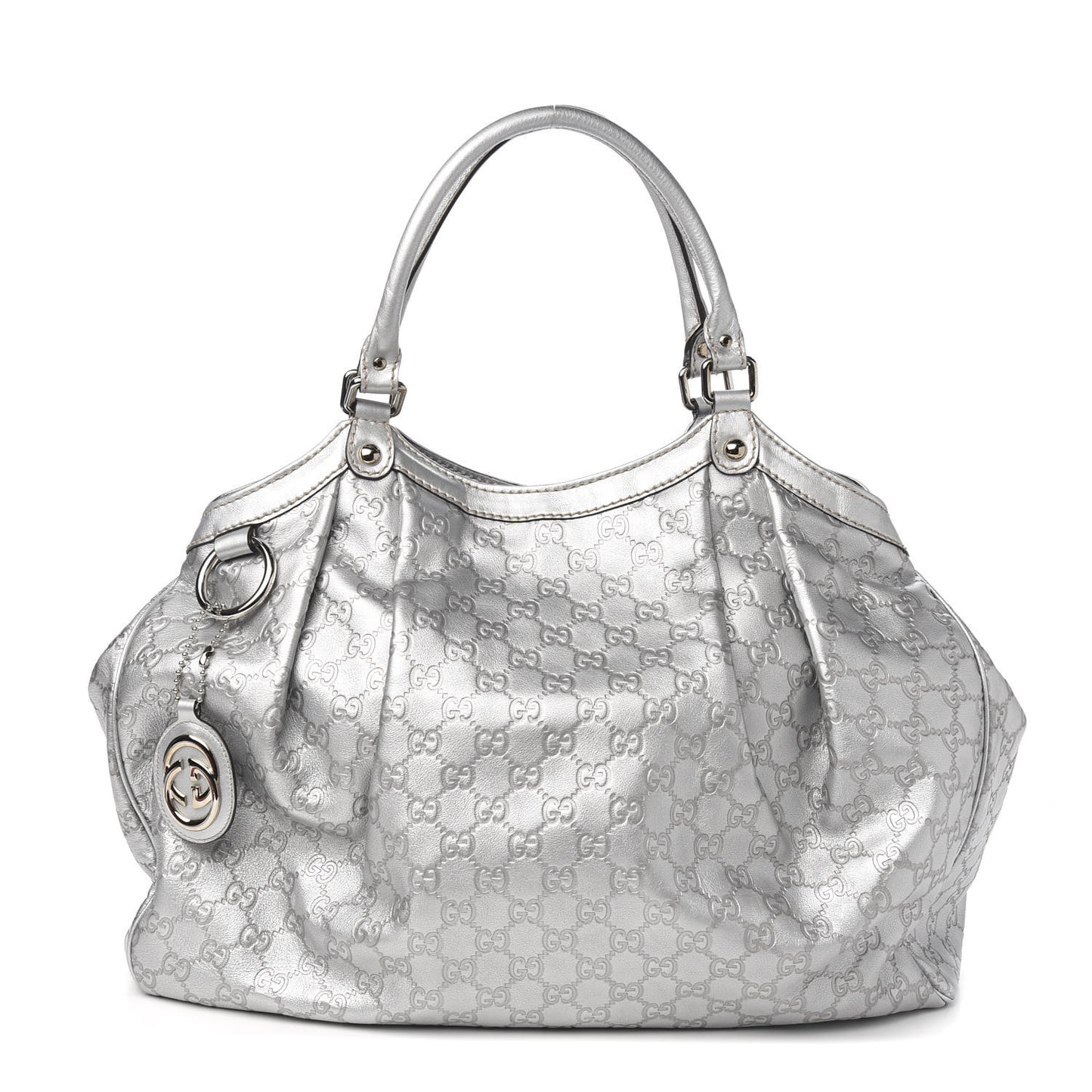Guccissima Large Sukey Tote Silver