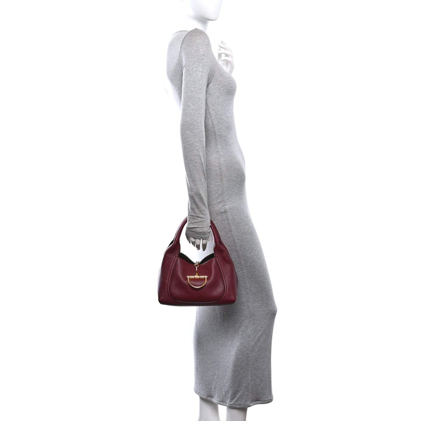 Grained Calfskin Softbit Medium Shoulder Bag Rosso Ancora