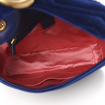 Gucci Velvet Matelasse Medium GG Marmont Shoulder Bag Cobalt Blue 4 of 9