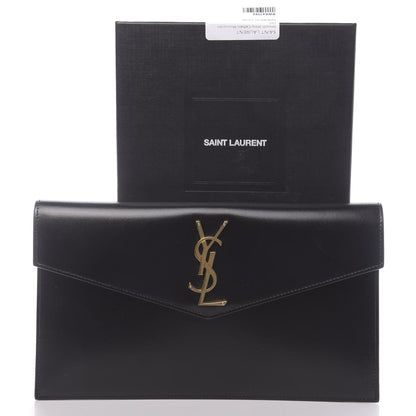 Saint Laurent Smooth Shiny Calfskin Monogram Uptown Pouch Black 7 of 7