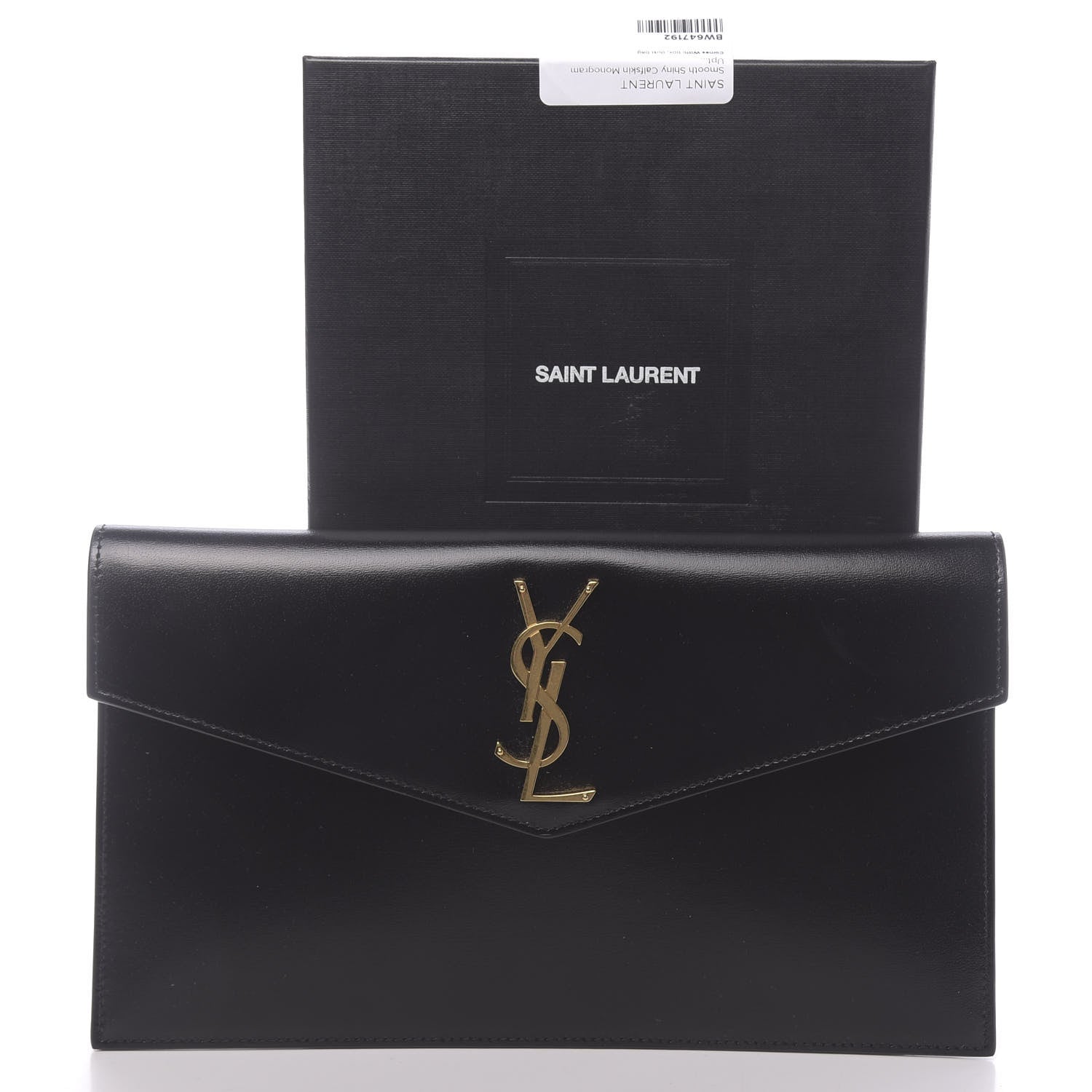 Saint Laurent Smooth Shiny Calfskin Monogram Uptown Pouch Black 7 of 7