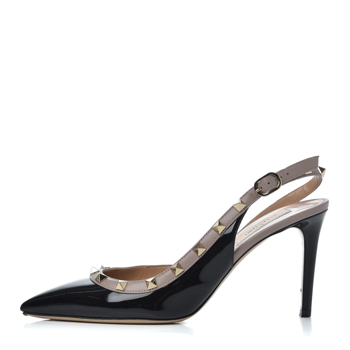 Patent Rockstud Half D'Orsay Slingback 85mm Pumps 38 Black Poudre