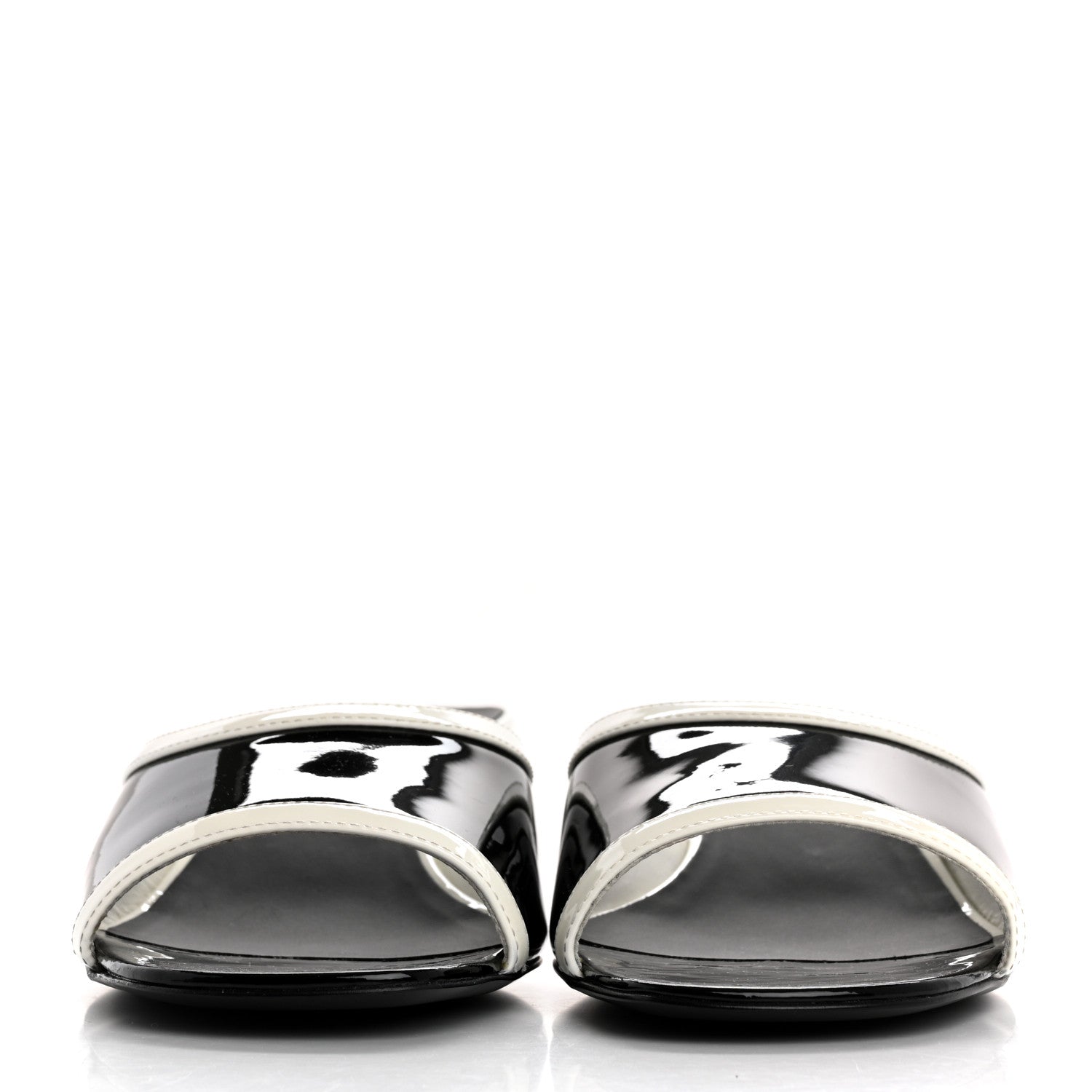 Chanel Patent Calfskin Mules 39 Black White 3 of 10