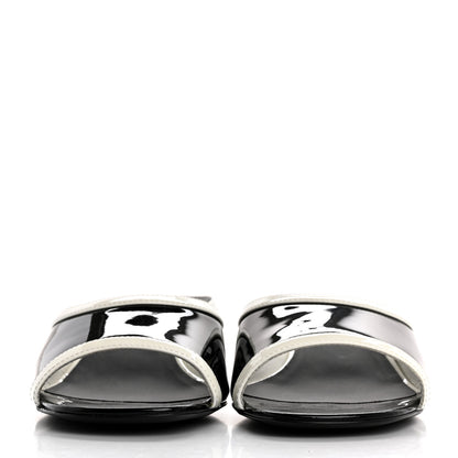 Chanel Patent Calfskin Mules 39 Black White 3 of 10