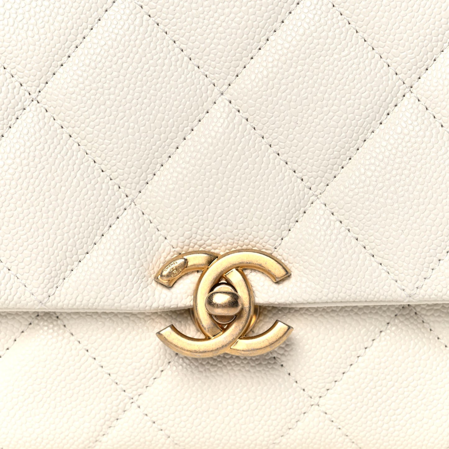 Shiny Caviar Quilted Small Chain Melody Flap White
