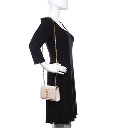 Saint Laurent Grain De Poudre Small Monogram Kate Satchel Blanc Vintage 2 of 9