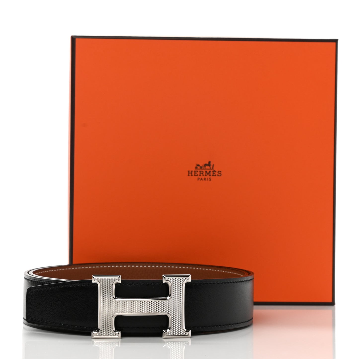 Box Togo 32mm Guilloche H Belt 90 Black Gold